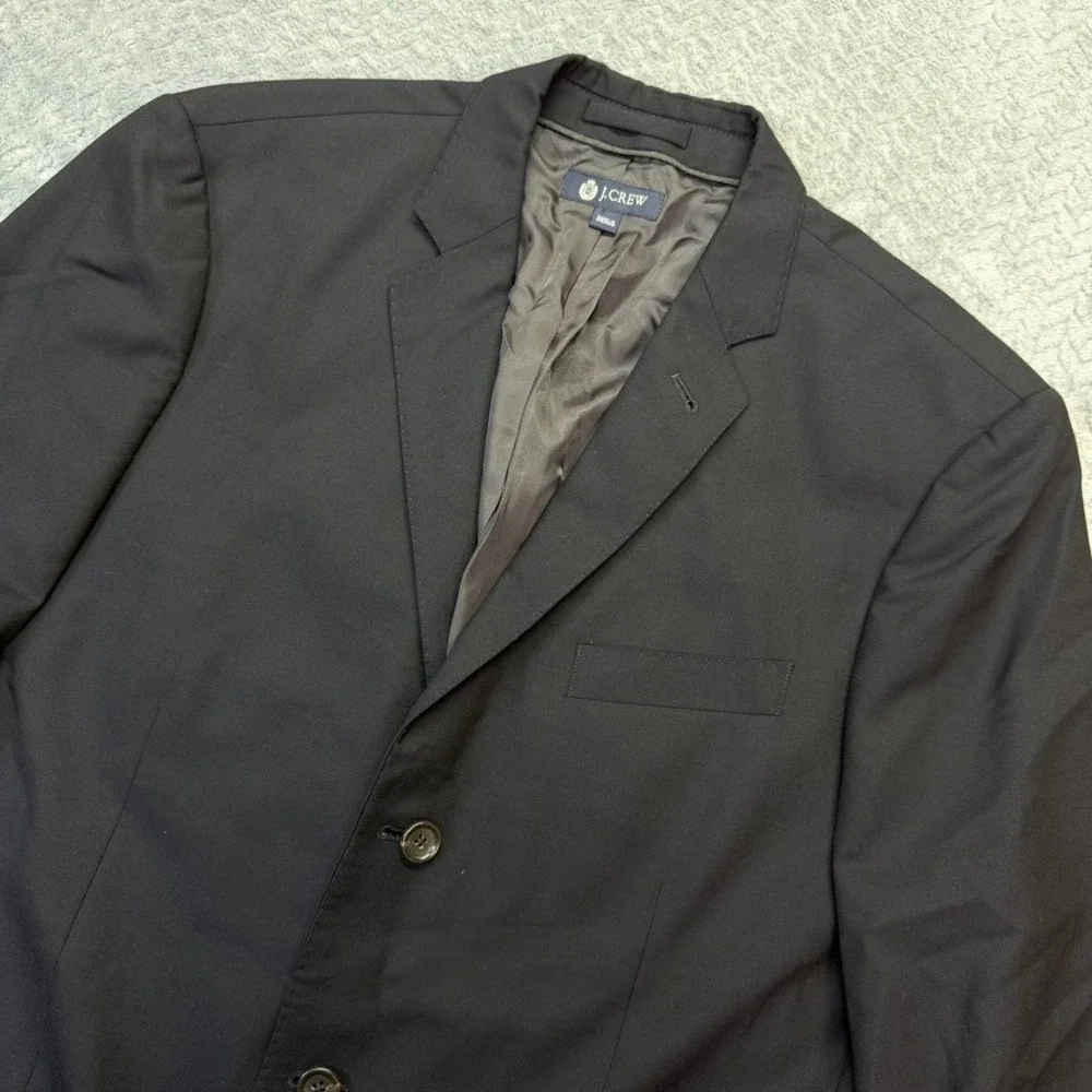 J.Crew Blazer Mens 42L Black Loro Piana Italian Wool Coat Jacket 3 Buttons